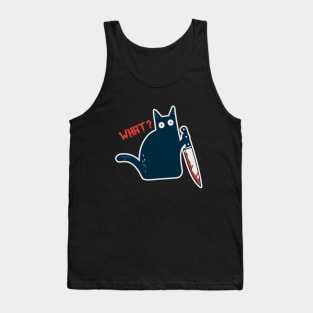 Funny Crazy Halloween Cat with Knife - What a Meow-nster! Tank Top